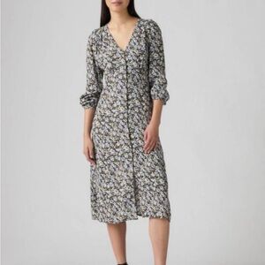 Levi's Multi Floral V‑Neck Button Midi Dress